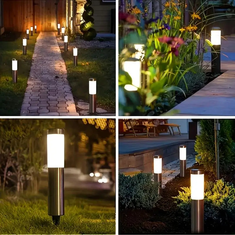 lampes solaires argentées éclairage extérieur moderne facile ip65 protection solaire