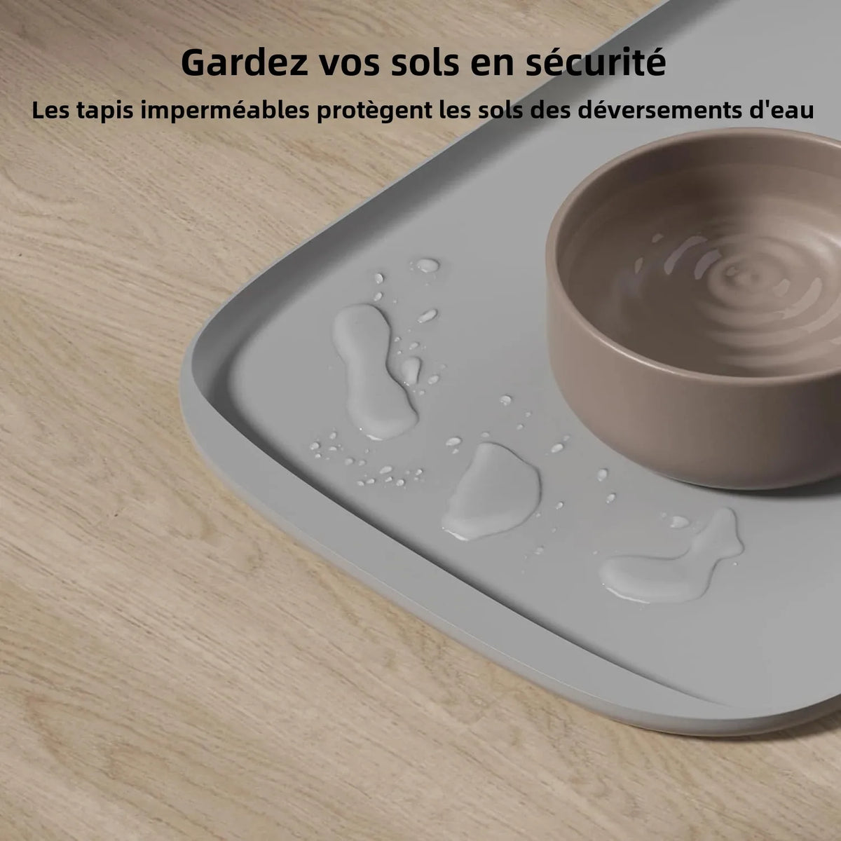 tapis sécurité animal compagnie gris moderne bol nourriture protection déversements silicone imperméable