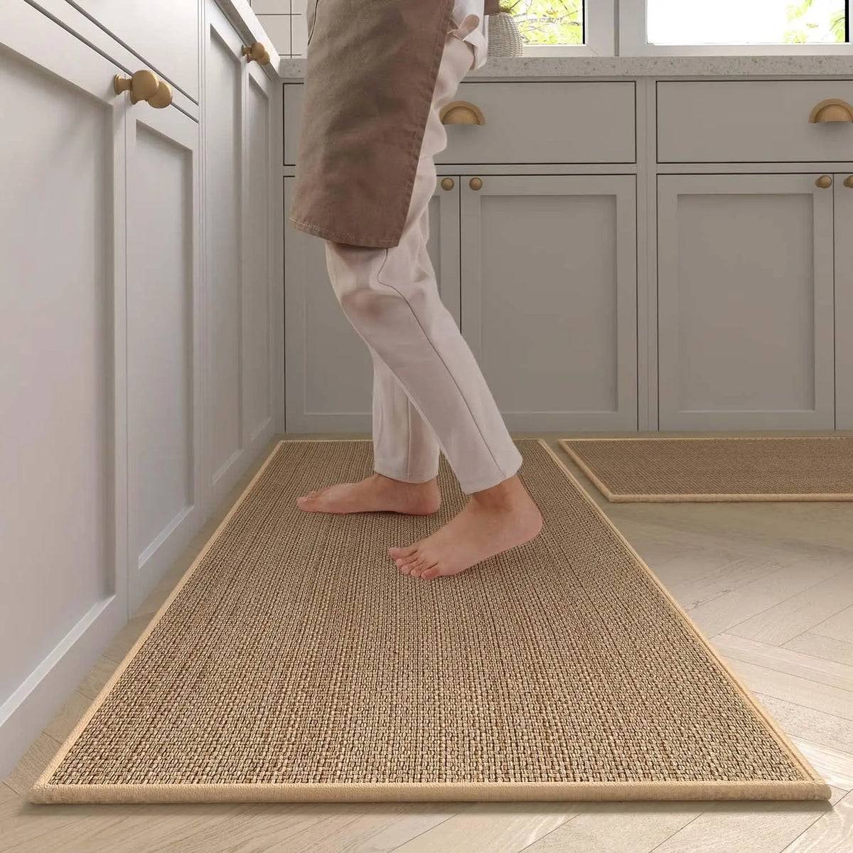 tapis sol antidérapant polyester faux sisal rustique moderne cuisine maisonintérieur