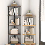 étagère angle bois moderne marron beige plateaux métal noire minimaliste compartments boîtes tissu