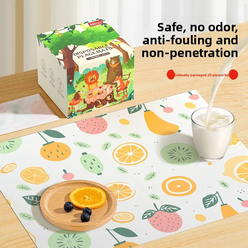 tapis table jetables fruits colorés moderne blanc vert orange rose jaune gris pack 20