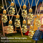 guirlande lumineuse solaire led transparente dorée rustique modes patio jardinextérieur
