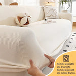 housse canapé polyestère rayures horizontales beige gris moderne antidérapante 100% polyestère