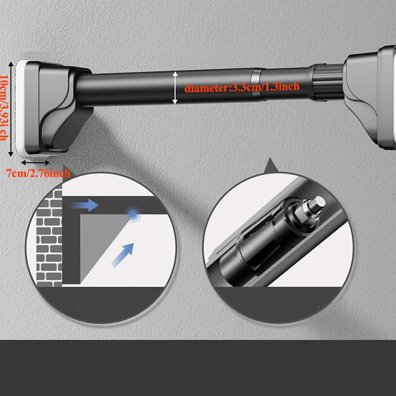 support mural vêtements noir clips fixations instructions moderne tringle extensible acier inoxydable