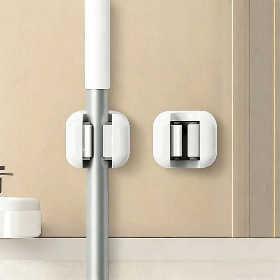 supports balai ventouse crochets muraux blancs modernes rangement murs lisses minimalistes