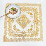 serviette table moderne broderie fleur doré réutilisable imperméable maison fête banquet