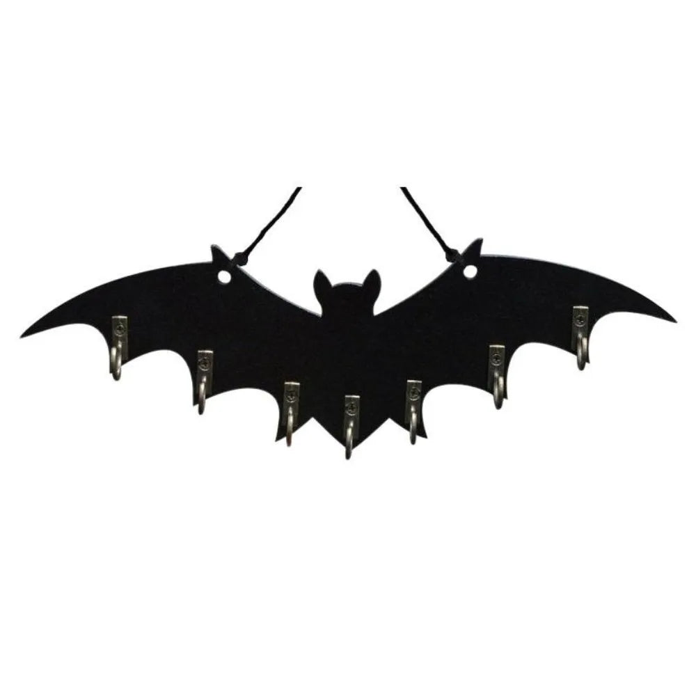 porte bijoux gothique chauve souris argenté noir patère murale crochets colliers pendentifs