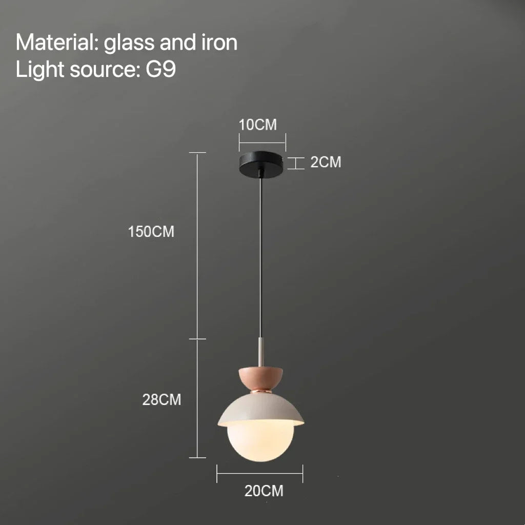 suspension lumineuse moderne pendentif câble bleu rose gris sphérique mat