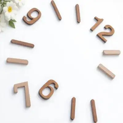 numéros horloge bois moderne aiguilles métal rose adhésif réparation kit bricolage