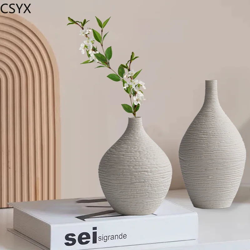 vase céramique moderne gris blanc texture tissée décoration intérieure salon