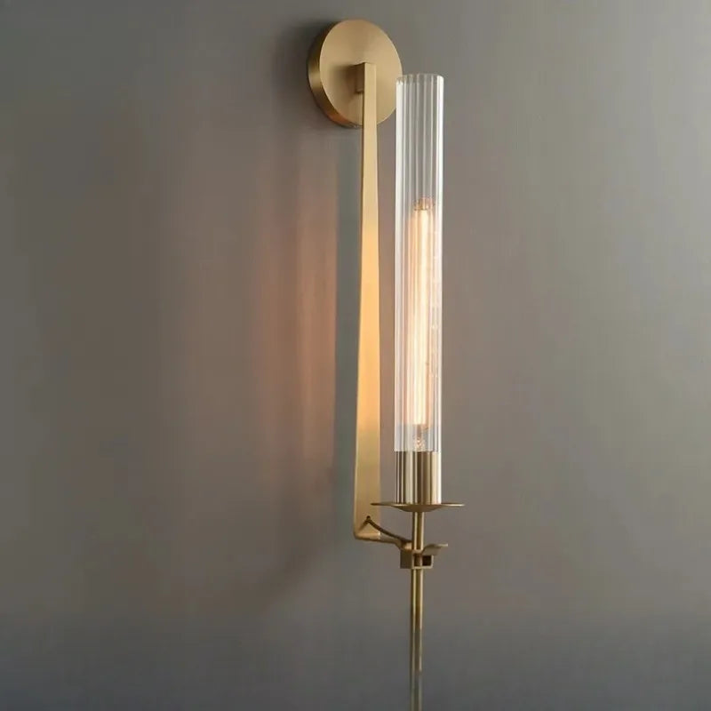 lampes murales modernes or noir abat jour verre rayures ampoule filament apparent chambre cuisine