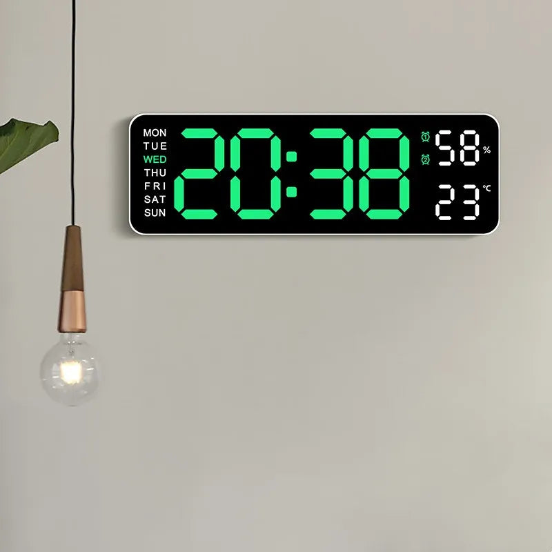 horloge numérique murale moderne écran led noir vert bleu blanc