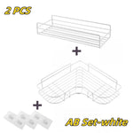 étagère angle salle bains adhésive poids 20kg noir grille métallique moderne organisateur accessoires douche