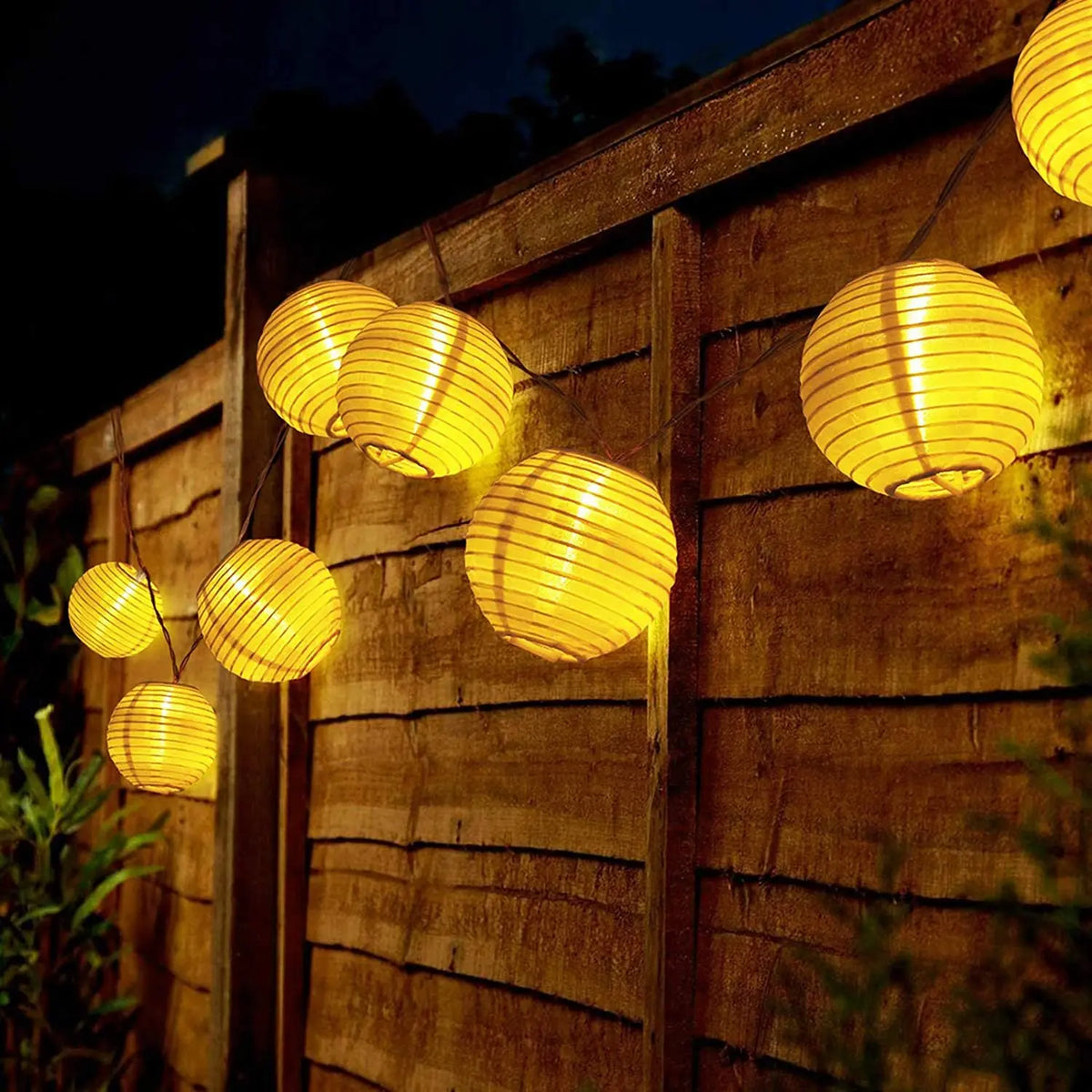 guirlande lumineuse solaire 30 led blanc jaune rayures noires moderne clips extérieure patio jardin