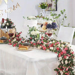 guirlande fleurs artificielles rose blanche verte mariage décoration intérieure romantique garden DIY decoration
