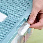 boîtes jouets empilables transparentes blanc jaune vert grille moderne poignée amovible respectueuses environnement