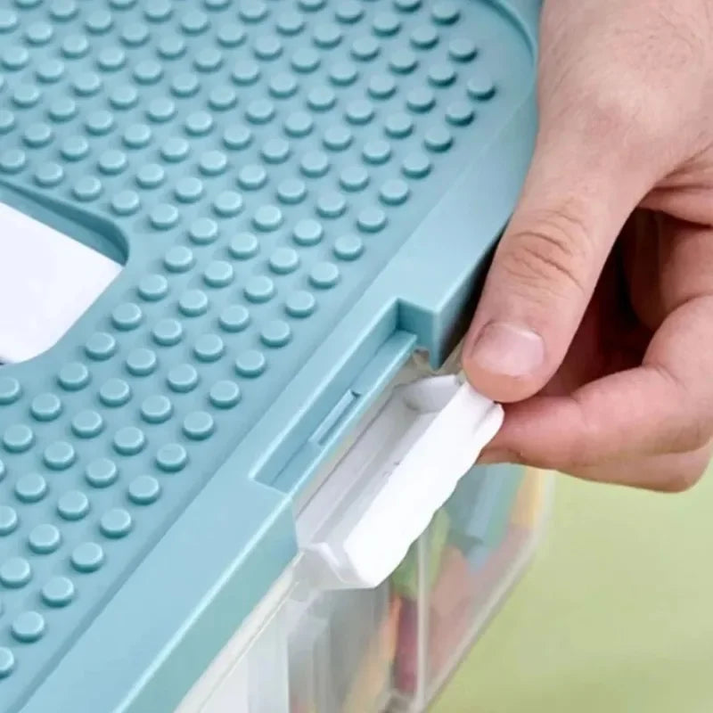boîtes jouets empilables transparentes blanc jaune vert grille moderne poignée amovible respectueuses environnement