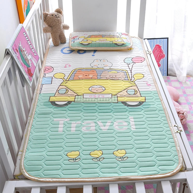 tapis sol enfant dessins animés bleu vert rose opacité cartoon antiacariens
