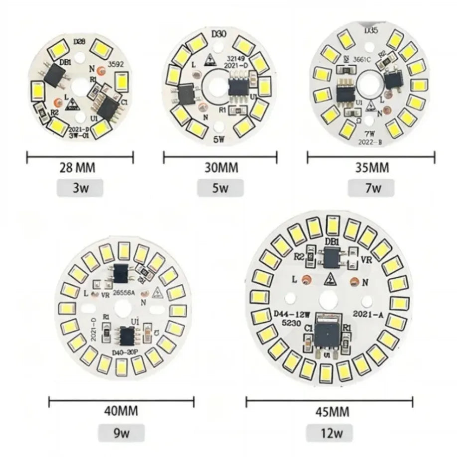 plaque led circulaire diodes blanc moderne 28mm 30mm 35mm 40mm 45mm 3w 5w 7w