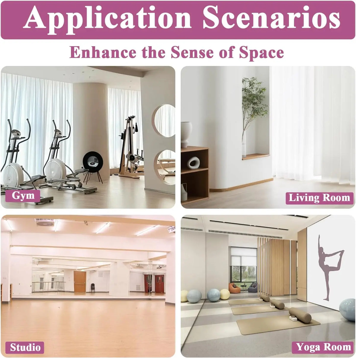 miroirs muraux modernes minimalistes grande taille verre trempé réflexion hd résistance rayures facile exercices