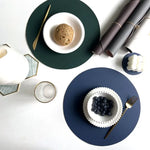 Set de table en cuir PU rond imperméable protégeant une cafetière