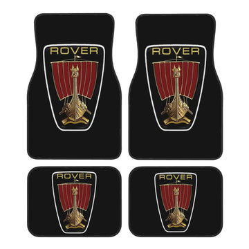 tapis sol voiture rover badge viking noir or rouge fixations élastiques texture tissée ensemble