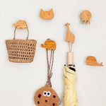 porte clés forme animaux bois naturel minimaliste suction lion girafe hippopotame tortue