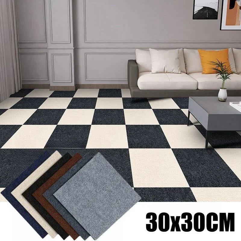 tapis auto adhésifs carreaux géométriques noir blanc modernes 30x30cm pack 10 20 30 40