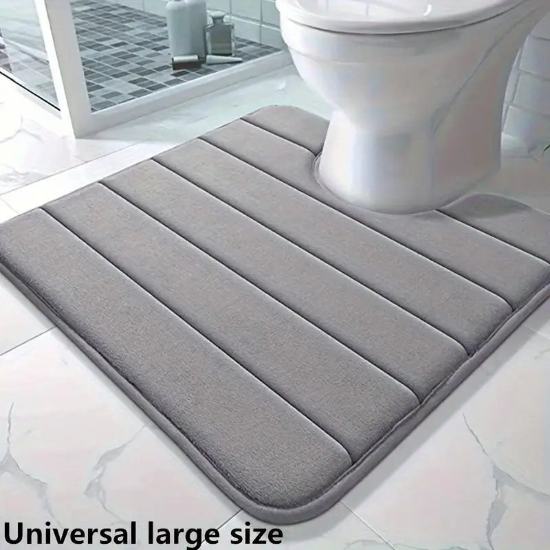 tapis bain mousse rayures horizontales gris moderne antidérapant absorbant pvc