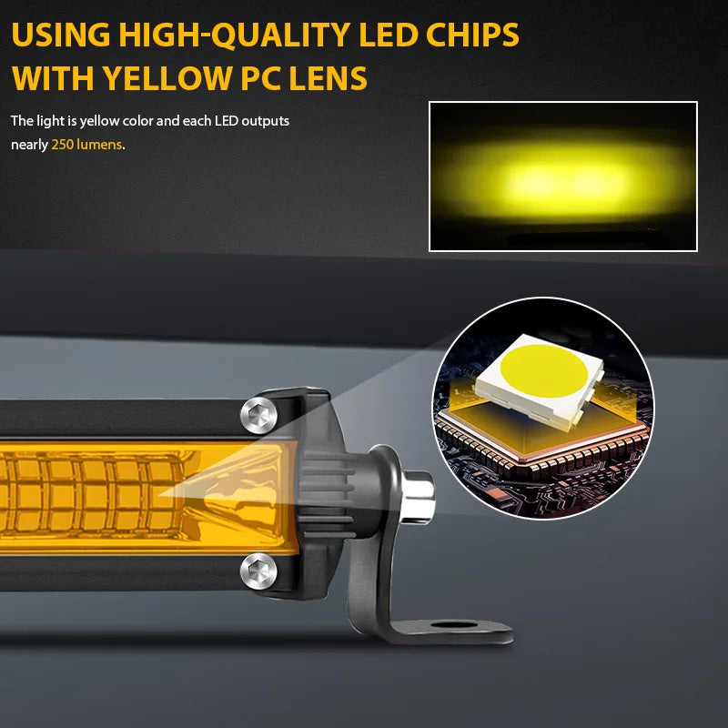 barre led jaune 10 20 pouces spot flood tout terrain ip67 clips modernes