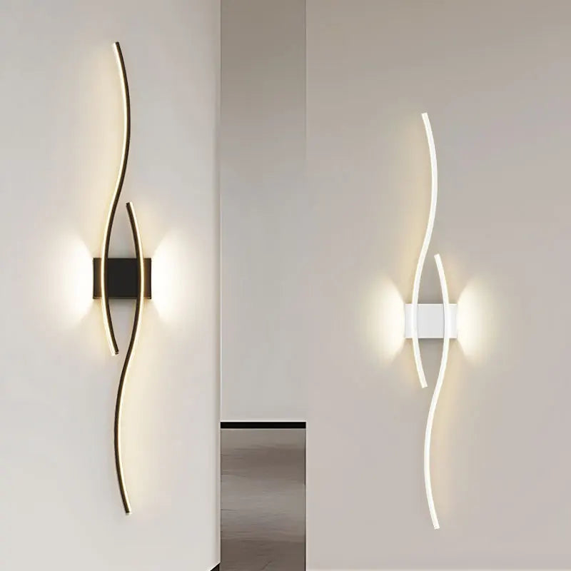 applique murale led moderne blanche dorée ondulé éclairage chambre cuisine étude entrée