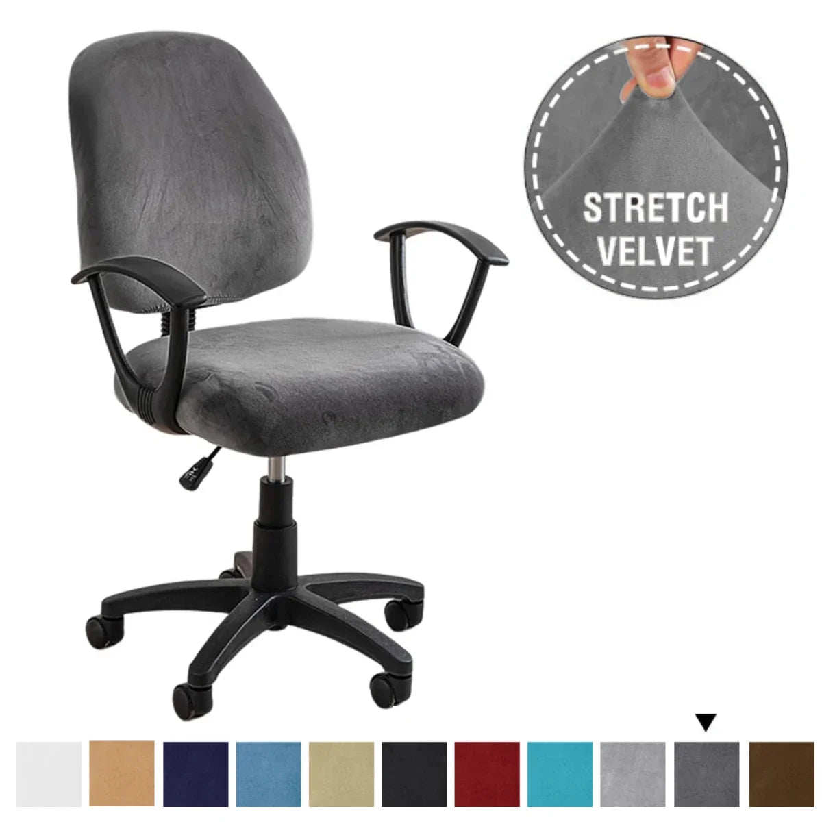 housse chaise velours moderne beige gris fixations vis coussins