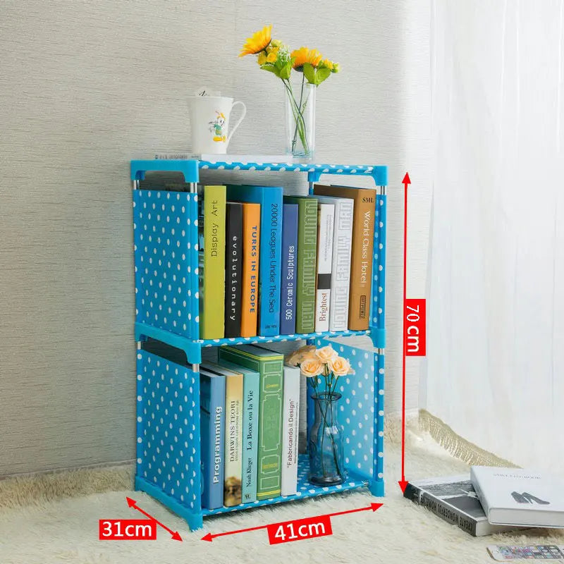 étagère moderne minimaliste niveaux pois rose tissu livres rangement salon