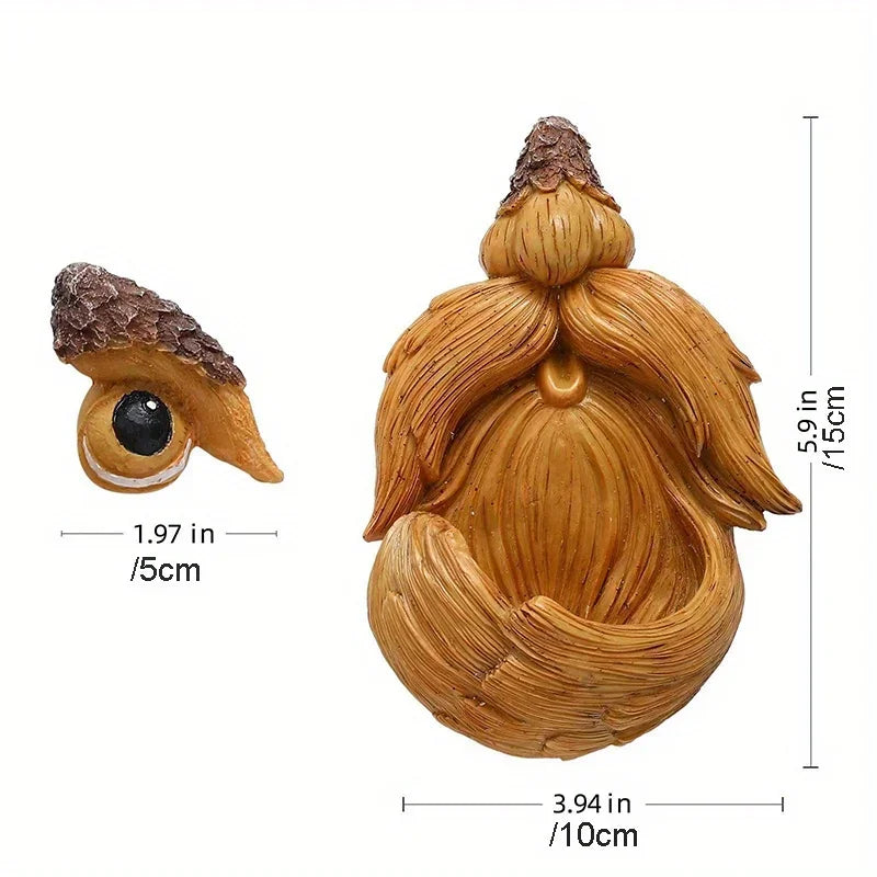 mangeoire oiseaux visage résine marron clair sculpté yeux bec coquille deco adhésifextérieur graines maize