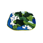 tapis bain pelucheux motif fleurs vert blanc jaune doux salle bain maison
