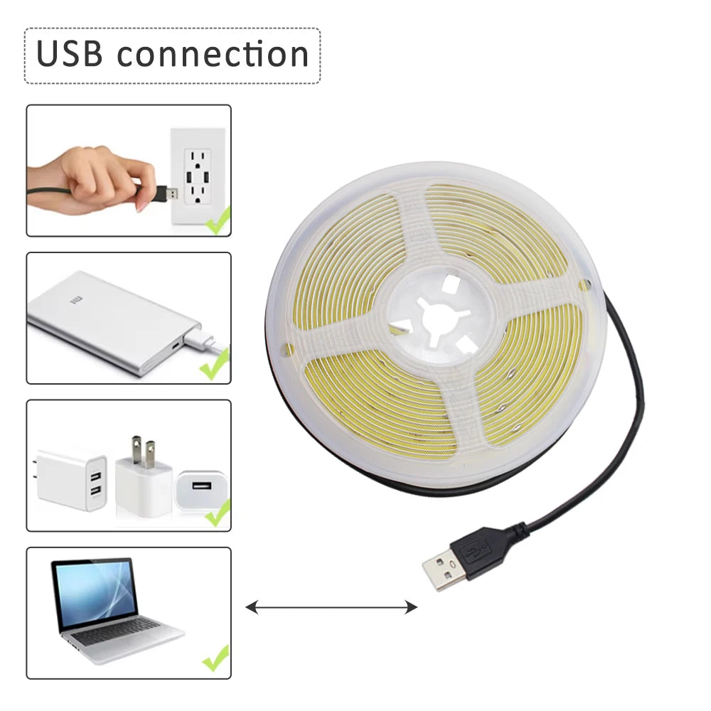 ruban led cob 320 leds blanc chaud froid 5v moderne chambre décorationintérieur