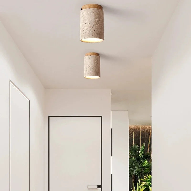 lampe moderne pierre bois texturée beige brun clair 3000k 4000k 6000k interrupteur bouton