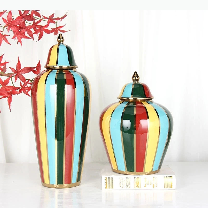 vases decoratifs couverts couleur brillants moderne decoration maison rouge vert bleu