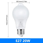 ampoule led e27 détecteur mouvement blanc moderne 12w 15w 18w 20w 6w 9w