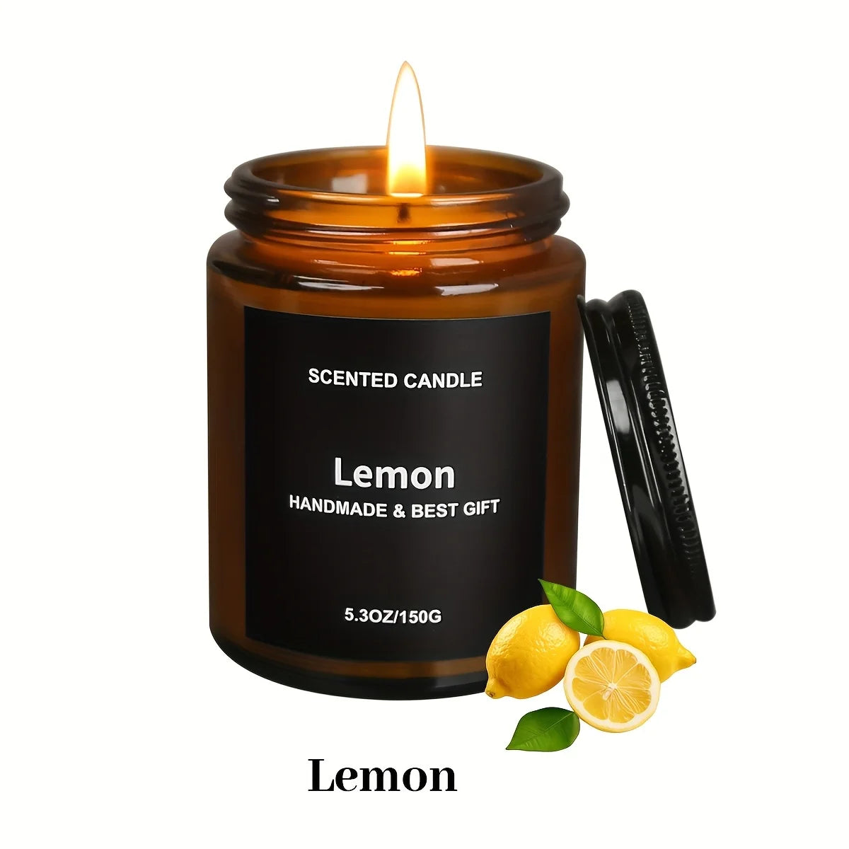 bougies parfumées aromathérapie marron clair sans motif moderne 35 heures soja vanille jasmin citron
