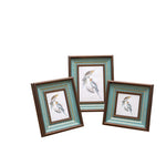 Cadre photo classique vintage brun foncé bleu clair insecte oiseau résine 10 pouces A4