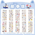 sticker kawaii adhésif dessins animés chats floraux textes scrapbooking transparent rose vert bleu blanc