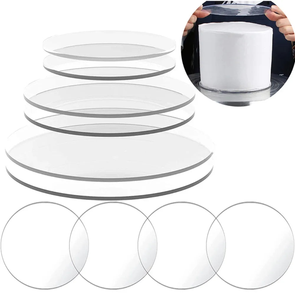 disque transparent acrylique presentation gateau diametre variante moderne cuisine baking deco fond neutre