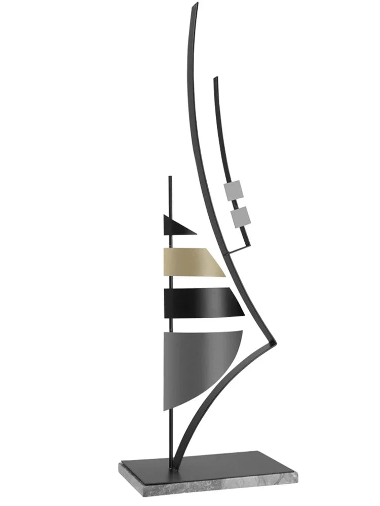 ornement métal noir sculpture abstraite moderne décoration argenté doré minimaliste