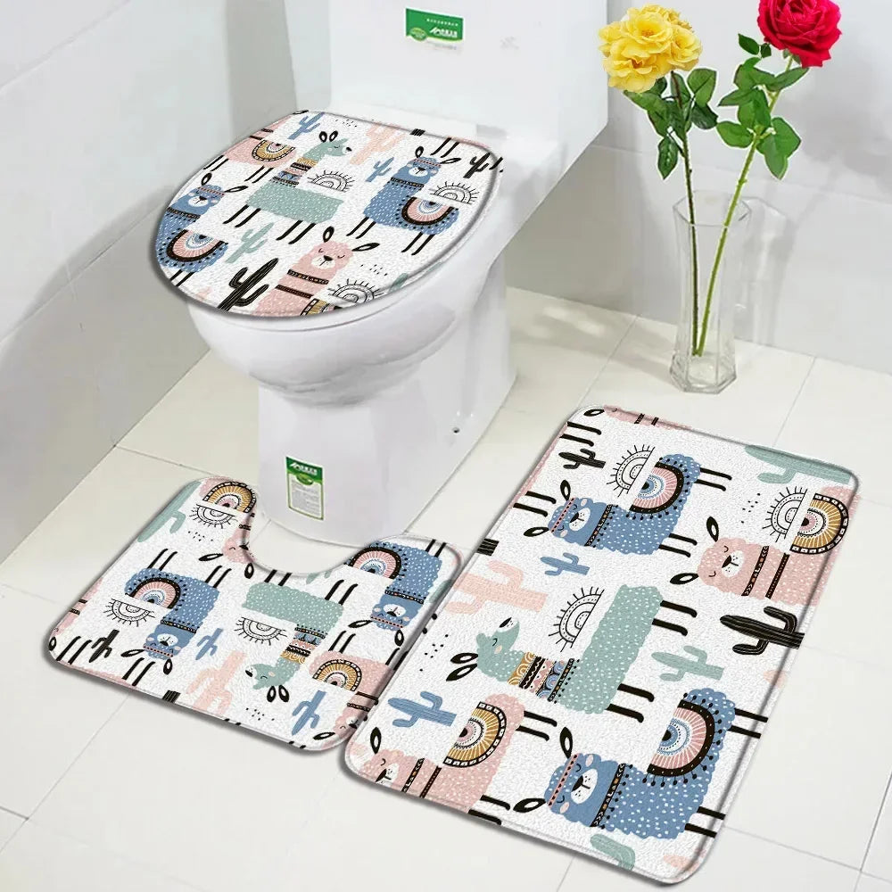tapis toilette multicolore motifs animaux modernes adhésifs salle bain couvre siège deux sols