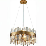 Suspension lumineuse moderne cristal doré transparent lumière LED brillante salon chambre cuisine
