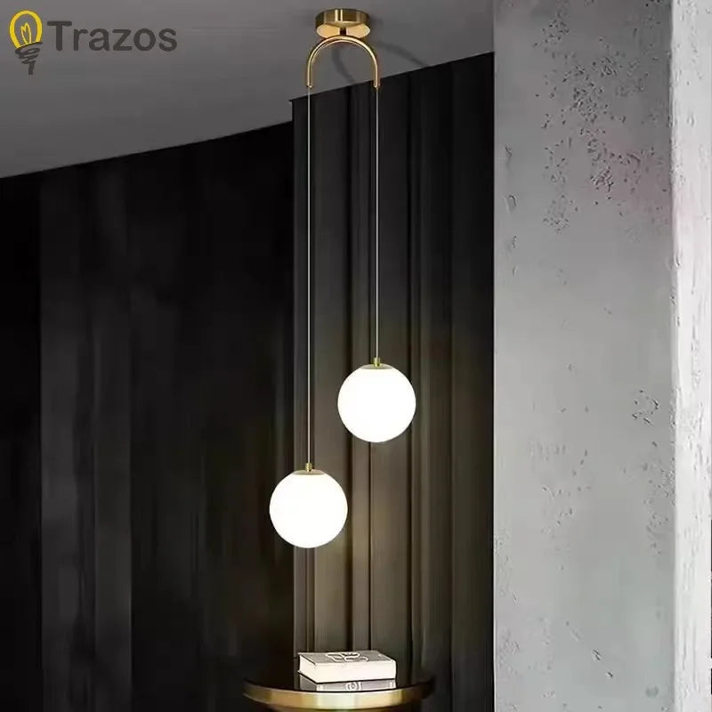 suspension lumineuse moderne minimaliste noir deux globes blancs métal chambre salon