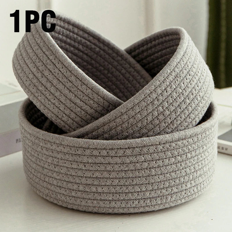 paniers rangement tissés main gris rose beige zigzag multiple opacité minimaliste réutilisable respectueux environnement