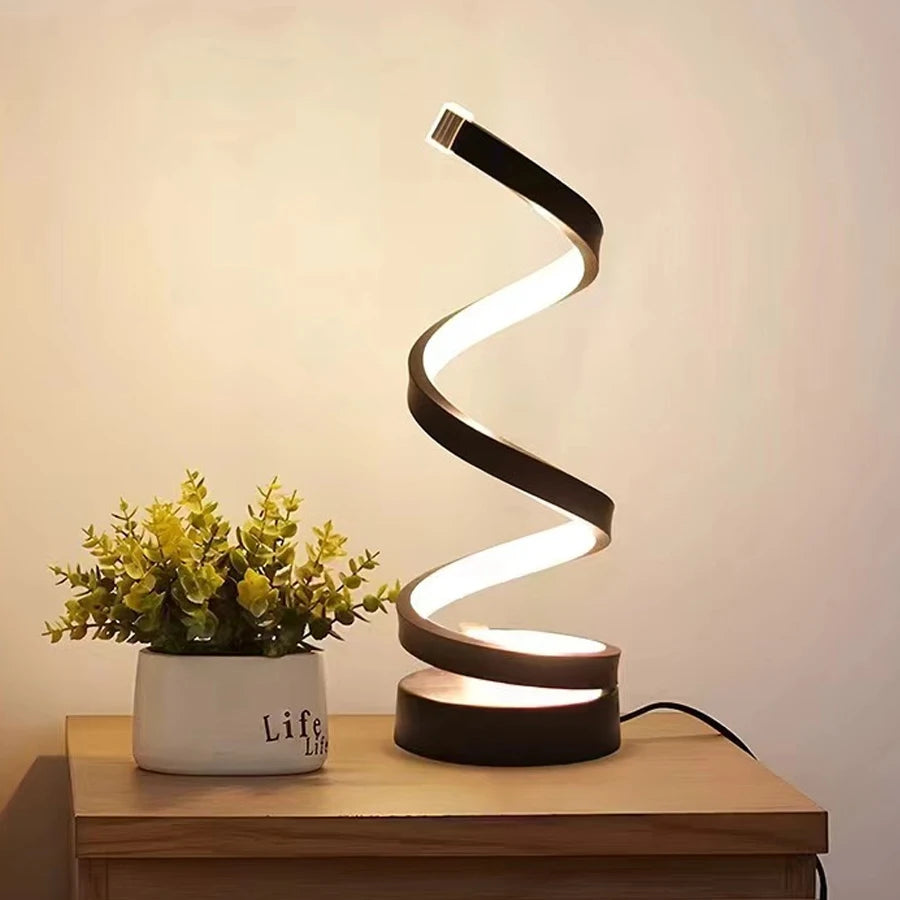 veilleuse table spirale animée compagnon noir blanc moderne led dimmable