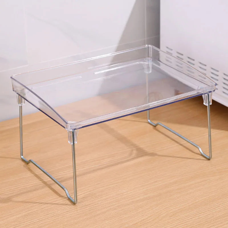 support rangement multi niveaux transparent moderne pieds métalliques minimaliste organisation cuisine